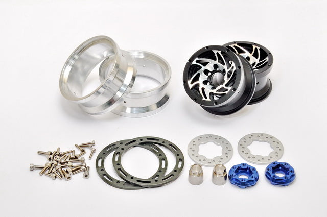 230118B CNC Alu. 1.9" beadlock ring Wheels Set (Black) W/ Brake Disc / Stainless Screws