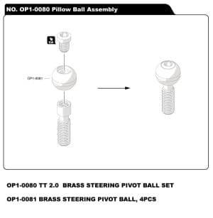 OP1-0081 HOBAO BRASS STEERING PIVOT BALL, 4PCS